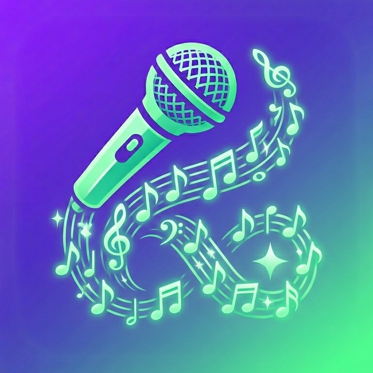 KaraokeFlow app icon: a microphone trailing a ribbon of music notes.